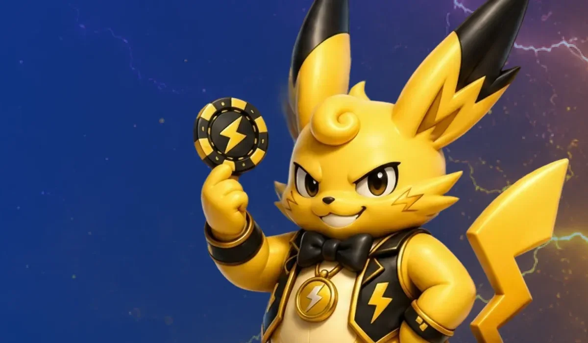 Slotochu Casino mascotte met een chip en bliksem